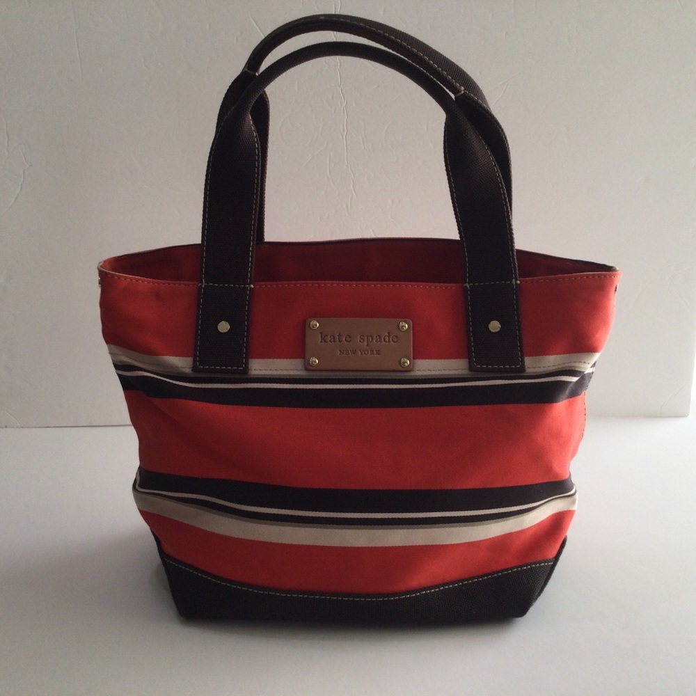 Kate Spade Red and Black Striped Tote Bag